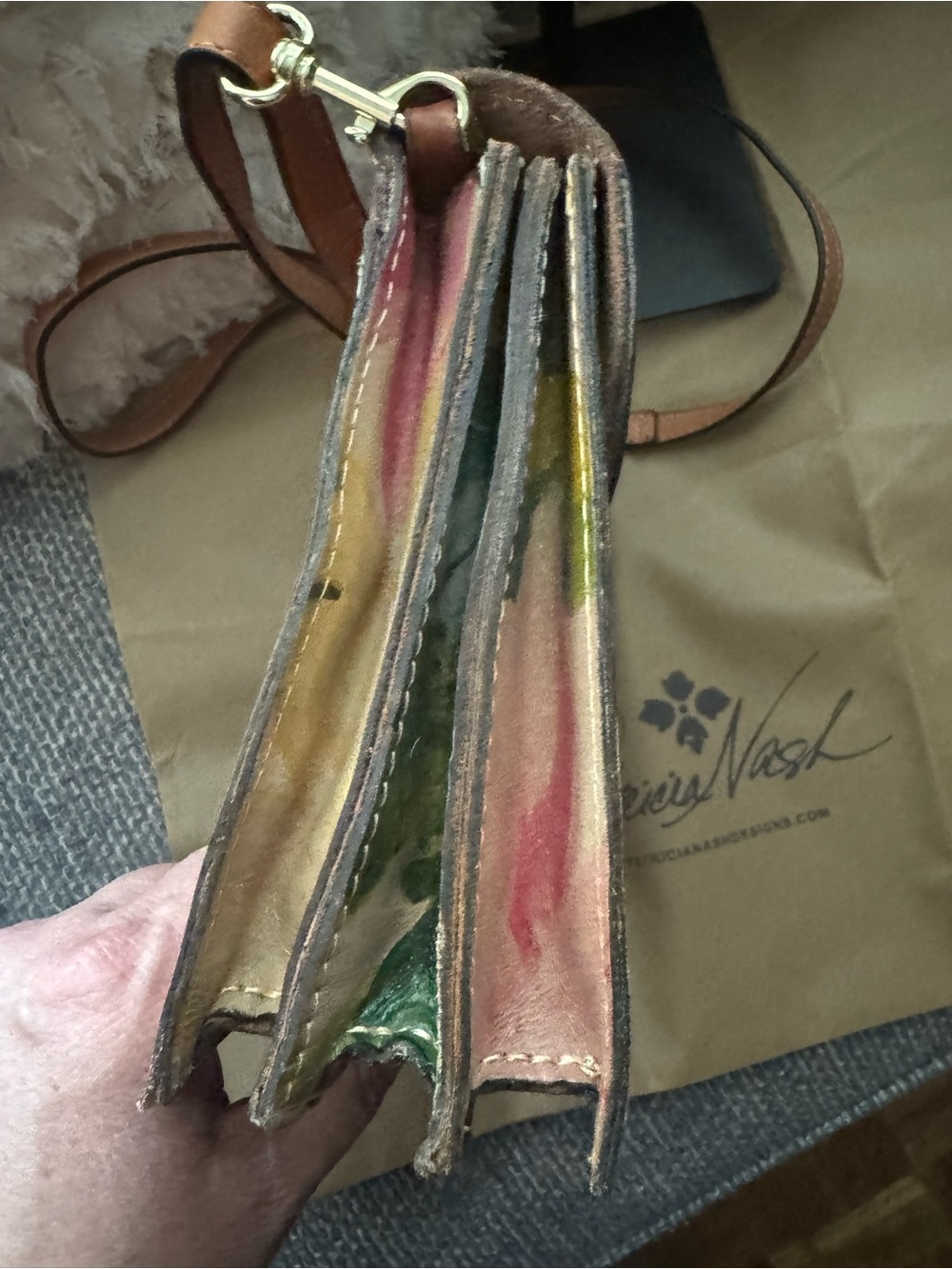 Vintage Patricia Nash Van Sannio Tri Spring Multi Floral Italian Leather Bag - Picture 6 of 12